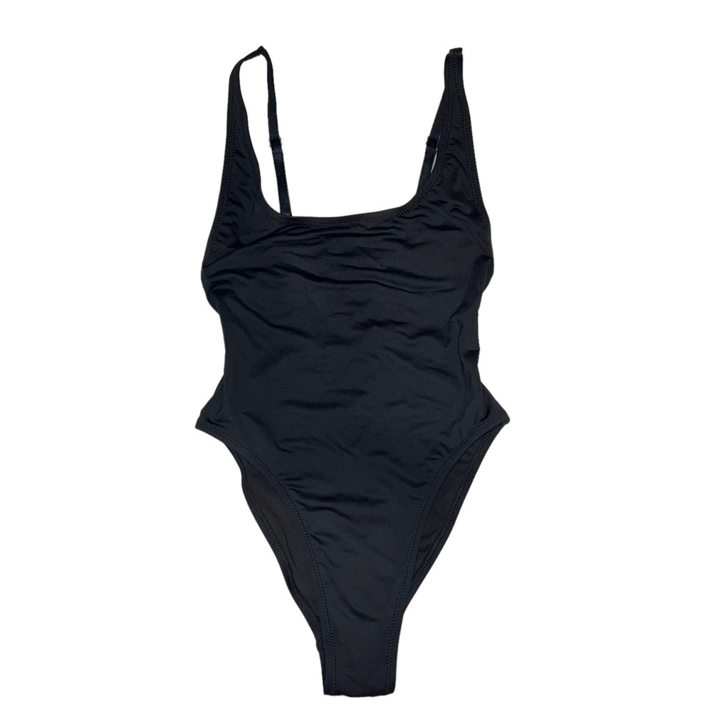 Skims Signature Swim Scoop Neck One Piece Swimsuit Onyx Black Size Medium - Picture 4 of 10